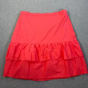 J.Crew Women's 14 Coral Tiered Ruffle Skirt Elastic Waist Cotton Blend Lined New thumbnail 1
