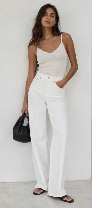 & Other Stories Cream High-Rise Wide Leg Jeans thumbnail 1