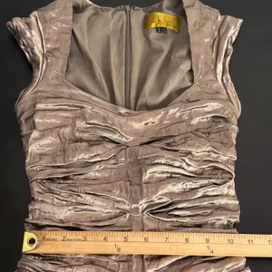 Nicole Miller Ruched Crinkle Metallic Bodycon Dress Size 2 y2k Cocktail‎ Party thumbnail 9