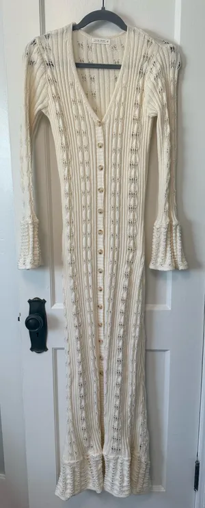 12th Tribe Nicoletta Cream Knit Longline Top thumbnail 1