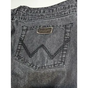 Y2K Wrangler Premium Patch Faded Bootcut Jeans Charcoal Gray Black Womens 12 thumbnail 6
