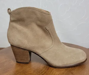 Lands' End Women Ankle Boots Size 10 Brown Tan Suede Zip Up Block Heel Casual thumbnail 1
