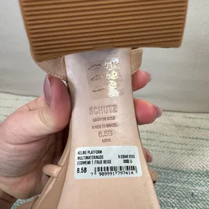 Schutz Kelsie Platform Sandals Womens 8.5 Beige Strappy Block Heel Ankle Strap thumbnail 9