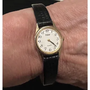 Pulsar Women's Gold Tone Embossed Leather Strap Watch Vintage thumbnail 2