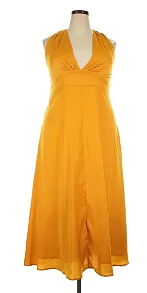 Banana Republic Gold Wrap Waist Halter Maxi Size 14 Dress thumbnail 1