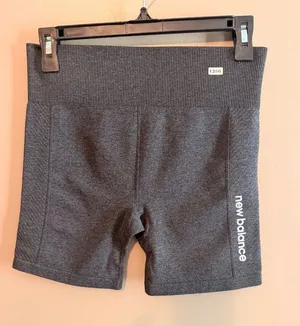 New Balance Large Womens Gray High-Waist Seamless Compression Shorts L thumbnail 1