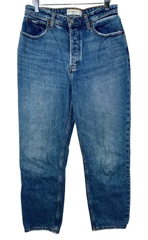 Abercrombie & Fitch Curve Love Dad High Rise Blue Denim Jeans Size 28 6 S Short thumbnail 1