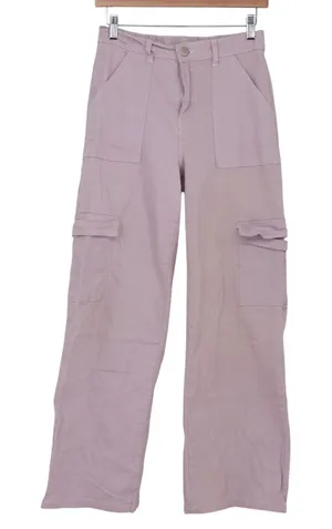 Honey Peach Cargo Pants Womens Medium Lavender Wide Leg Utility Fair thumbnail 1