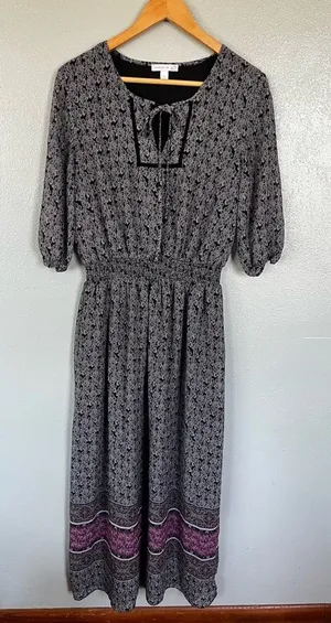 Westport Black and Pink Floral Long Sleeve Dress thumbnail 1