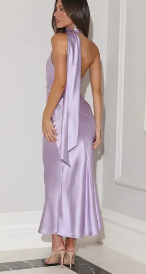 Hello Molly Glistening Lights Satin Maxi Dress Lilac thumbnail 4