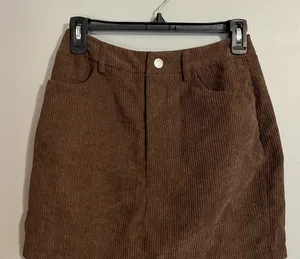 SHEIN Chocolate Corduroy Skirt thumbnail 1