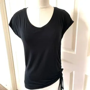 Maeve black side ruched short sleeved T thumbnail 9