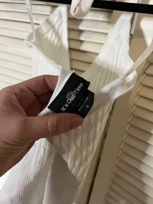 Small White Ribbed Cotton Halter Top thumbnail 3