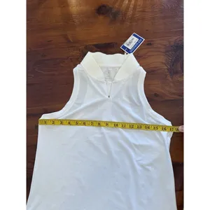 Addison Bay Sleeveless Courtside White Polo Shirt Size M Golf Tennis NWT $75 thumbnail 5