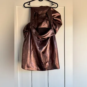 Zara Bloggers Fave Metallic Voluminous Flower Strapless Mini Dress Size Small thumbnail 12
