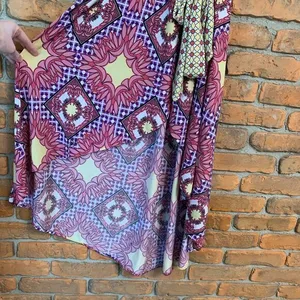 Tata Jolie‎ Floral Dress Geometric Print Hi-Low Maxi Long Vibrant Summer Boho XL thumbnail 3