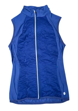 Sweaty‎ Betty Quilted Running Vest Womens XS Blue Excellent Full Zip Puffer Vest thumbnail 1