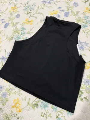 Nike Black Crop Tank with White Logo Panels thumbnail 2