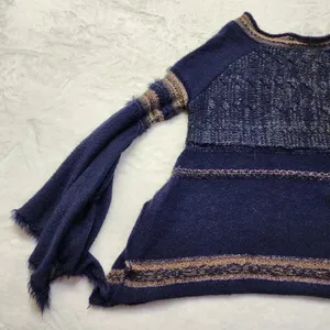 Free People Women's Navy Blue Craft Time Boho Sweater Size XS thumbnail 8