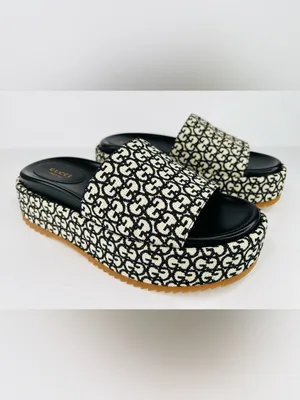 Gucci Women's Angelina Platform GG Supreme Jacquard Slide Sandals Size EU 37 thumbnail 10