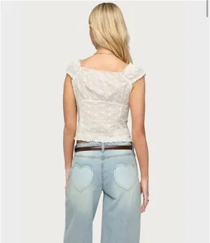 brand new edikted babydoll ruffle top white xs with tags thumbnail 5