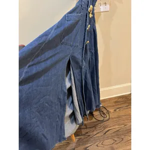 URBAN REVIVO Women's Cutout Sleeveless Lapel Denim Maxi Dress Size US‎ 6 Buttons thumbnail 15