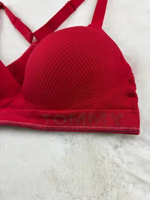Tommy Hilfiger Red Padded Wirefree Sports Bra Small thumbnail 3