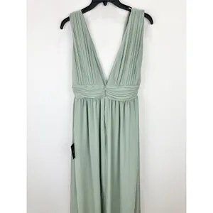 Lulus Heavenly Hues Sage Brush Maxi Dress Chiffon Bridesmaid Formal Medium NWT thumbnail 12