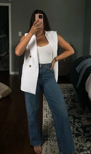Banana Republic White Sleeveless Blazer Vest thumbnail 2