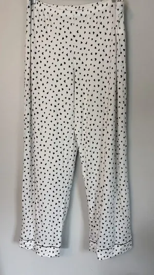 Eberjey Gisele Printed Long Pj Pants Tencel Heart To Heart White Bkack XL NEW thumbnail 1