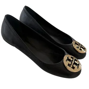 Tory Burch Black Leather Reva Logo Round-Toe Ballet Flats thumbnail 7