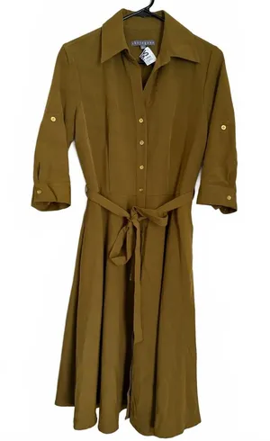 Sharagano NEW Women's Shirt Dress Size 6 Olive Green Classic City Office Preppy thumbnail 1