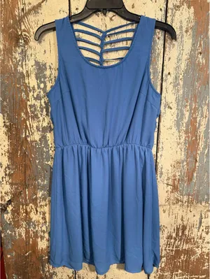 Doe & Rae Women's Blue Sleeveless Scoop Neck Crossback Athletic dress, size XL thumbnail 2