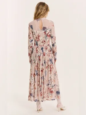 Kate and Lily Floral Mock-Neck Long Sleeve Maxi Dress Blush Pink Size 10 thumbnail 2