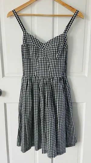 Amanda Uprichard Black White Gingham Dress Size M thumbnail 1