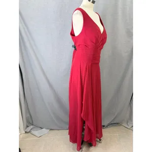Azazie Red Chiffon Ruched V-Neck Formal Bridesmaid‎ Gown Plus A18 thumbnail 12