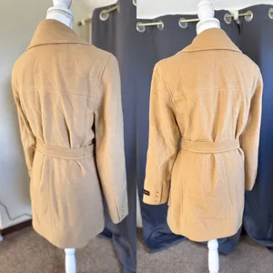 Vintage John Weitz Pure Camel Hair Double Breasted Pea Coat Women Size 8 Tan thumbnail 4