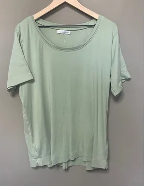 Karin Hart Women's Sage Green Cotton‎ Short Sleeve Scoop Neck T-Shirt Size 1X thumbnail 1