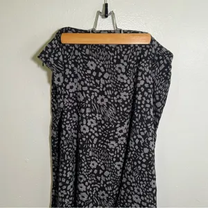 White Stag Women's Size 18 A-Line Flounce Skirt Black Gray Floral Zip Side thumbnail 6