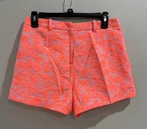 J. Crew Neon‎ Orange Floral Print Mini Shorts Size 4 Style A6066 High Rise thumbnail 1