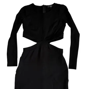 Lulus Womens S Black Cutout‎ Long Sleeve Bodycon Maxi Dress Back Slit thumbnail 3