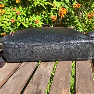 Kate Spade Black Pebbled Fold over Zip Closure Leather Crossbody Purse Polka Dot thumbnail 5
