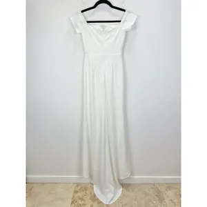 NEW Lulus Loveliest Aura White Off-the-Shoulder Mermaid Maxi Dress Wedding XS thumbnail 9