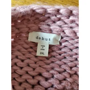 debut Dusty Rose Chunky Knit Pom-Pom Cardigan thumbnail 4