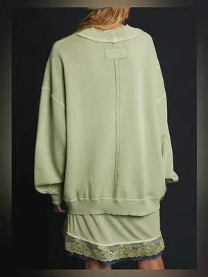 NWOT Free People We The Free Palm Springs Pullover - soft moss green - XS thumbnail 6