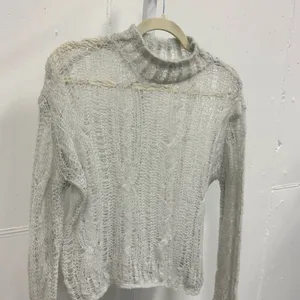 Zara Open Knit Crewneck Sweater‎ Light Gray XS-S 0021/107/406 thumbnail 4