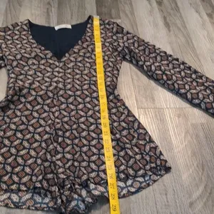 WYLDR Revolve Brand Geometric Long Sleeve V Neck‎ Romper Playsuit Extra Small thumbnail 13