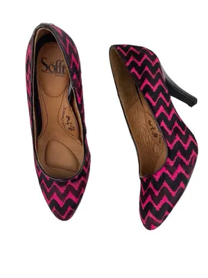 -Sofft Moselle Heels Womens Size 7.5 Pink Black Wave Stripe Calf Leather Pump thumbnail 4