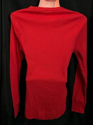 Old Navy Women Red Waffle Knit Gingerbread Too Hot To Handle Thermal Top MD NWT thumbnail 2