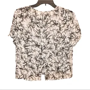 Frenchi Nordstrom Sheer Bow Short Sleeve Sheer‎ Blouse Grey Small thumbnail 2